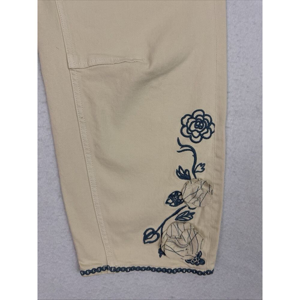 Driftwood Barbara Barrel Jeans Womens 28 Cream Ravishing Rosettes NWT Floral - Picture 12 of 15